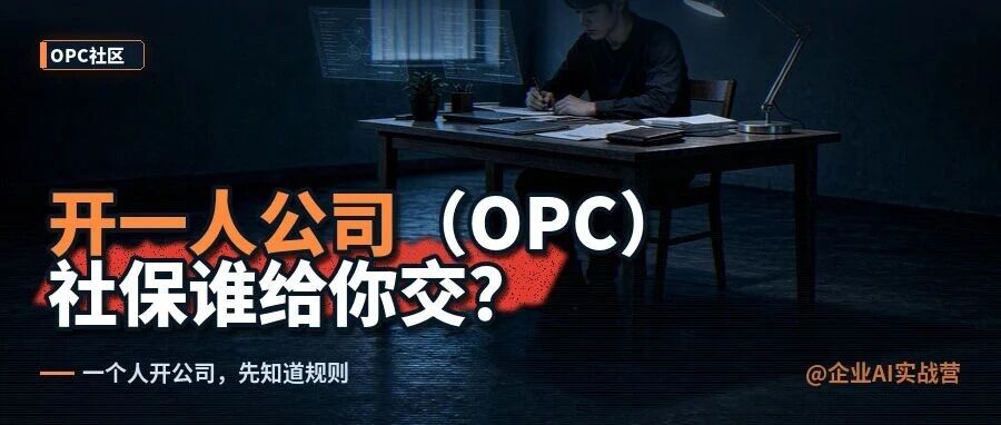 国家鼓励你开一人公司（OPC），但社保谁给你交？